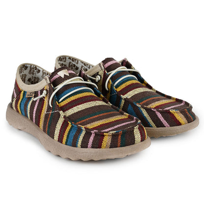 KickBack Lounger Men's Elasticated Lace Lightweight Slip On Shoe Allsorts Brown Stripe