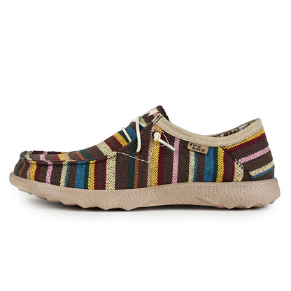 KickBack Lounger Men's Elasticated Lace Lightweight Slip On Shoe Allsorts Brown Stripe