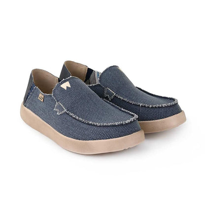 KickBack Barbeach Woven Men's Lightweight Canvas Slip On Shoe Navy