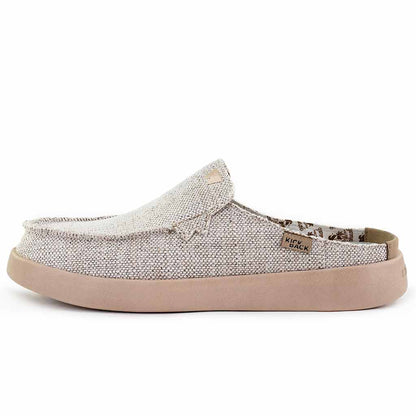 KickBack Barbeach Mule Weave Men's Lightweight Woven Canvas Slip On Shoe Oat