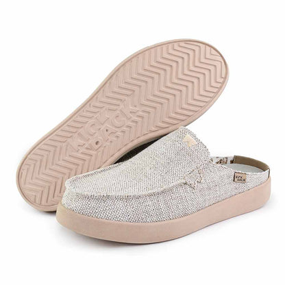 KickBack Barbeach Mule Weave Men's Lightweight Woven Canvas Slip On Shoe Oat