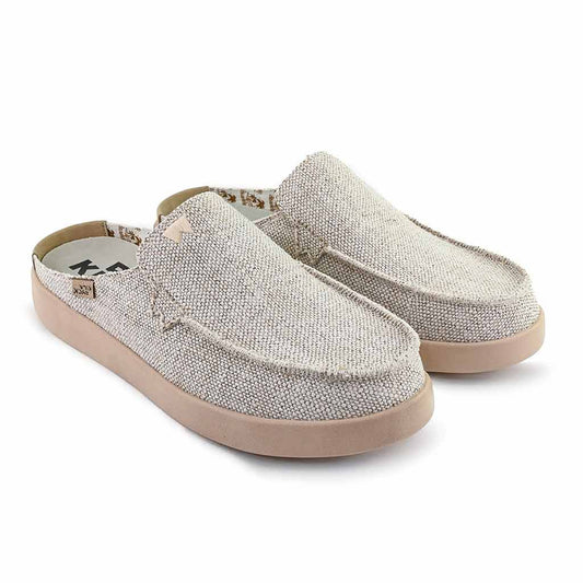 KickBack Barbeach Mule Weave Men's Lightweight Woven Canvas Slip On Shoe Oat