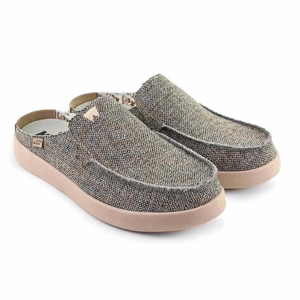 KickBack Barbeach Mule Weave Men's Lightweight Woven Canvas Slip On Shoe Brown