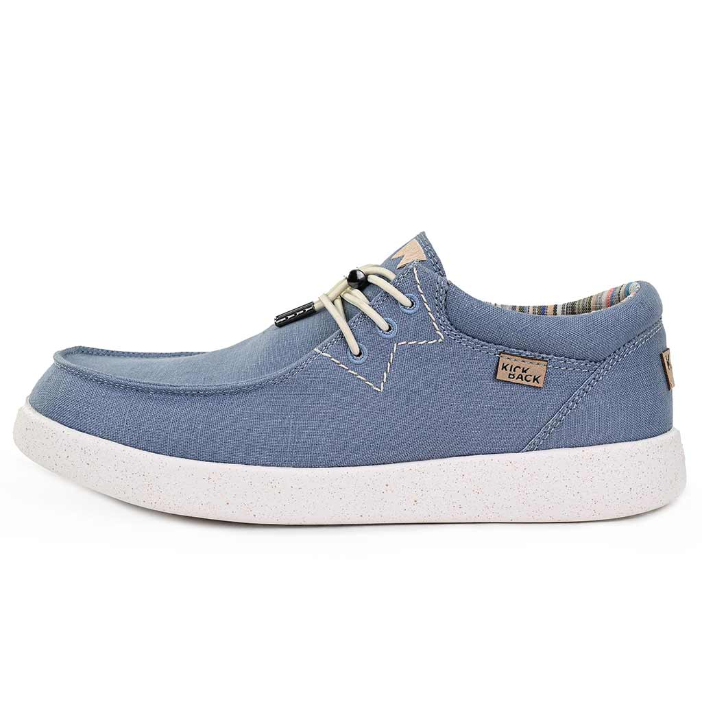 KickBack Haven Linen Men's Elasticated Lace Lightweight Slip On Shoe Light Blue