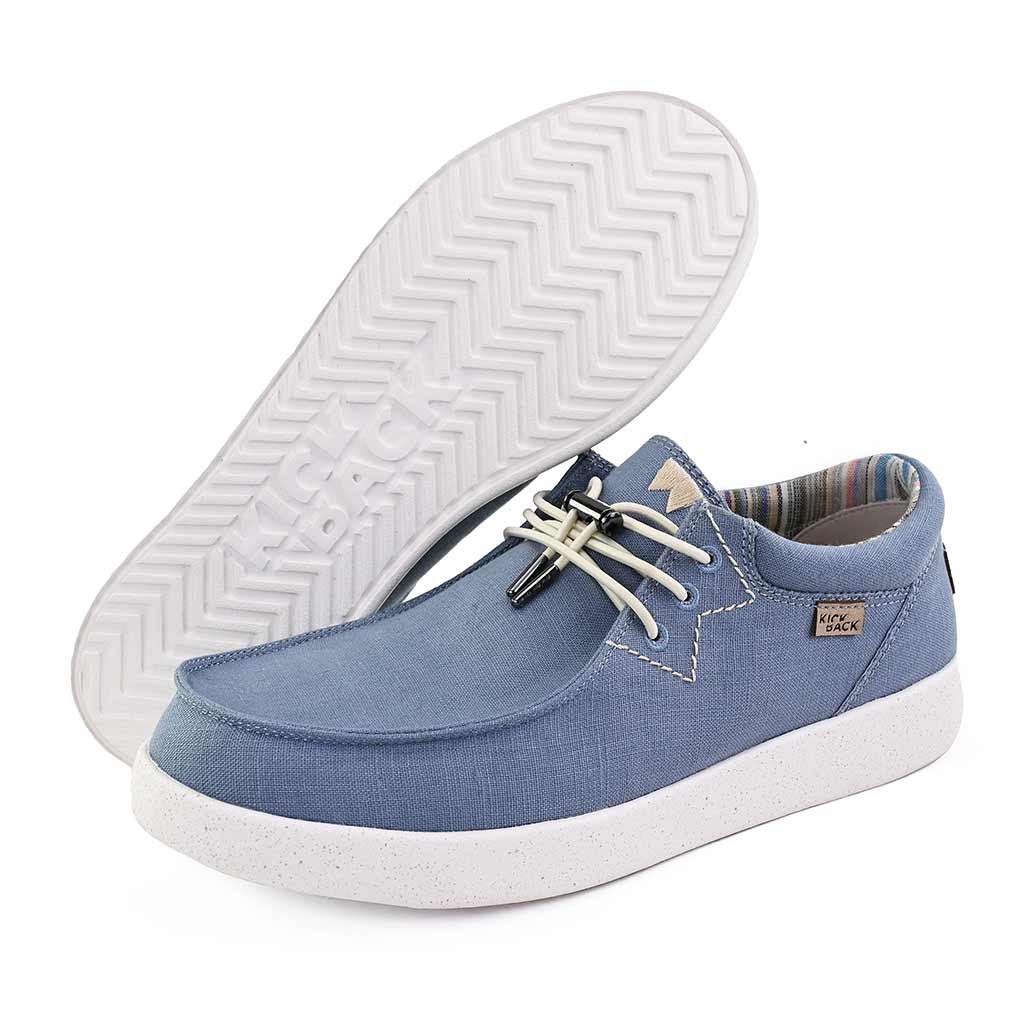 KickBack Haven Linen Men's Elasticated Lace Lightweight Slip On Shoe Light Blue