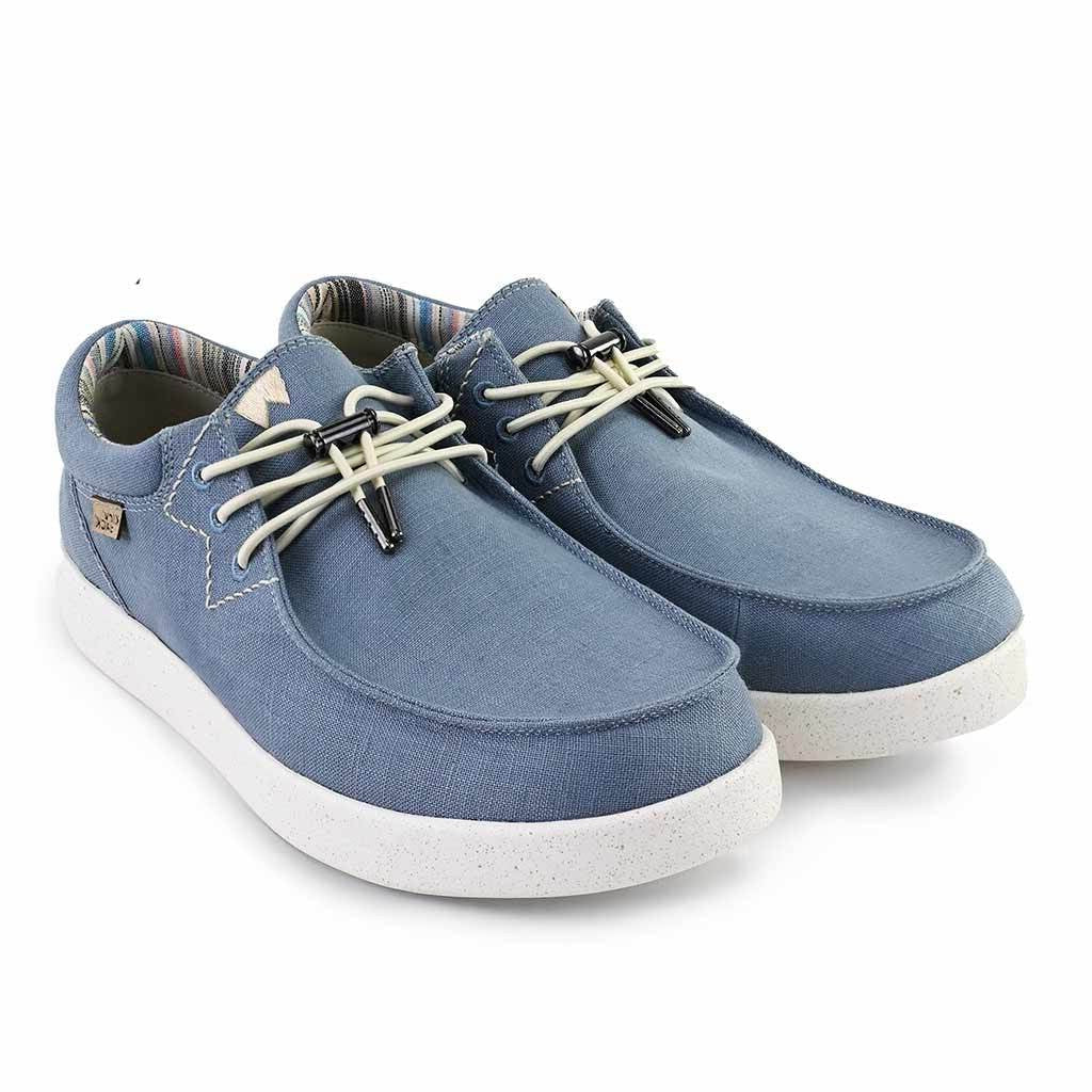 KickBack Haven Linen Men's Elasticated Lace Lightweight Slip On Shoe Light Blue