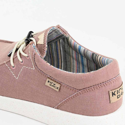 KickBack Haven Linen Men's Elasticated Lace Lightweight Slip On Shoe Dusky Pink