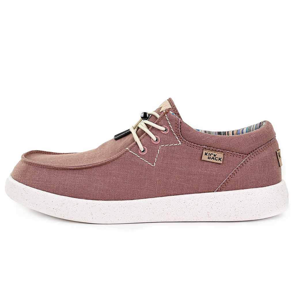 KickBack Haven Linen Men's Elasticated Lace Lightweight Slip On Shoe Dusky Pink