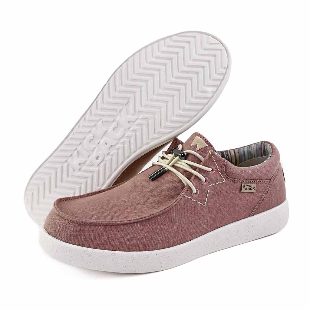 KickBack Haven Linen Men's Elasticated Lace Lightweight Slip On Shoe Dusky Pink