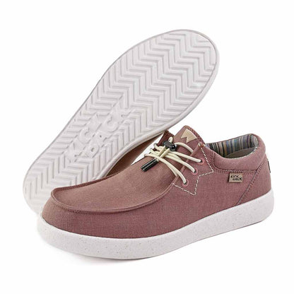 KickBack Haven Linen Men's Elasticated Lace Lightweight Slip On Shoe Dusky Pink