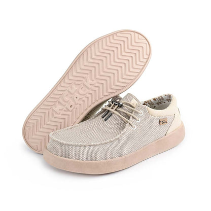 KickBack Haven Woven Men's Elasticated Lace Lightweight Slip On Shoe Off White