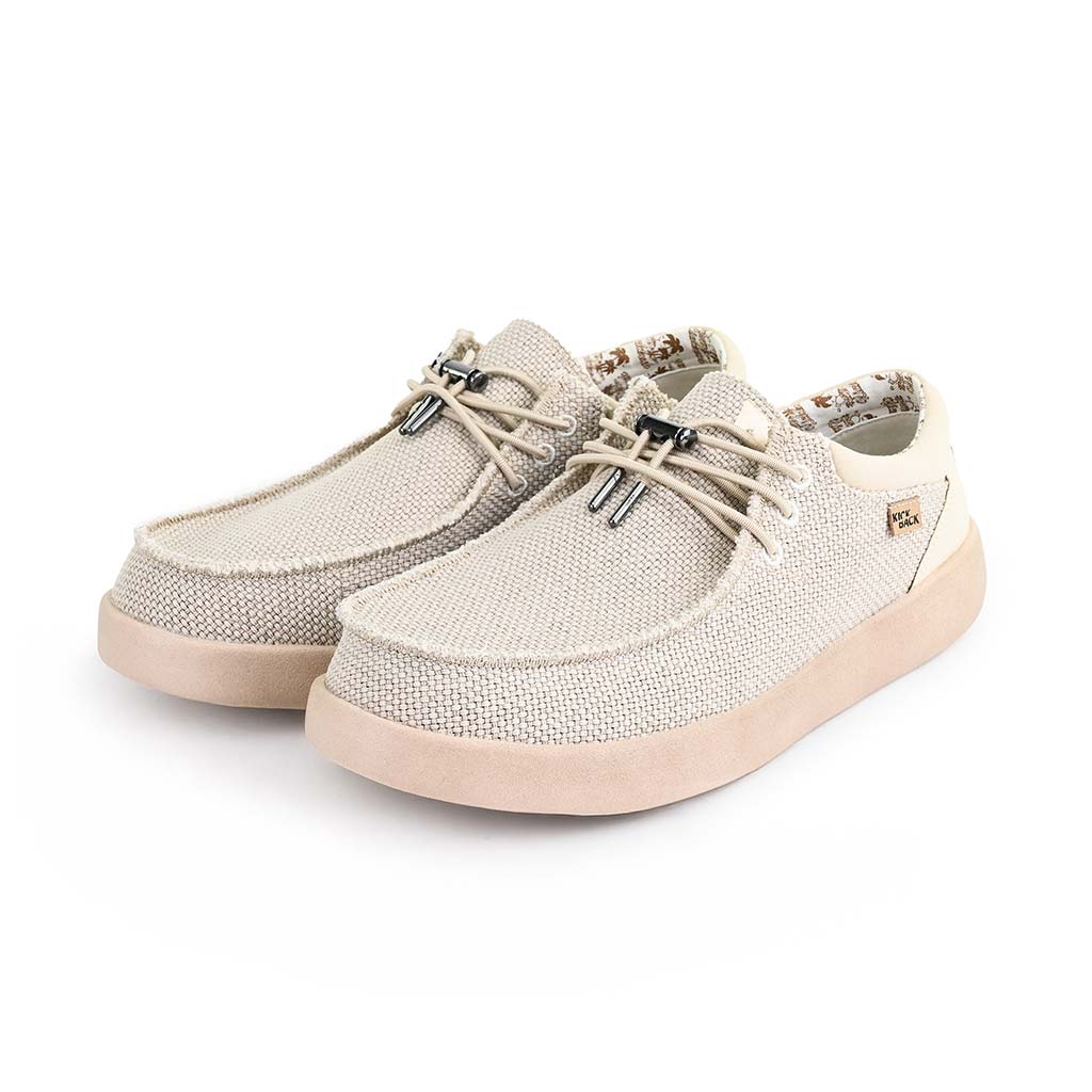 KickBack Haven Woven Men's Elasticated Lace Lightweight Slip On Shoe Off White