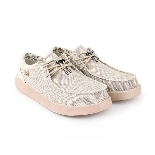 KickBack Haven Woven Men's Elasticated Lace Lightweight Slip On Shoe Off White