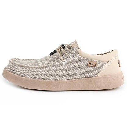 KickBack Haven Woven Men's Elasticated Lace Lightweight Slip On Shoe Off White