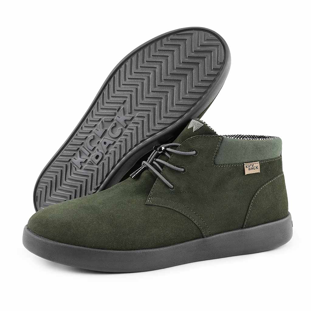 KickBack Gofer Men's Elasticated Lace Suede Chukka Boot Green