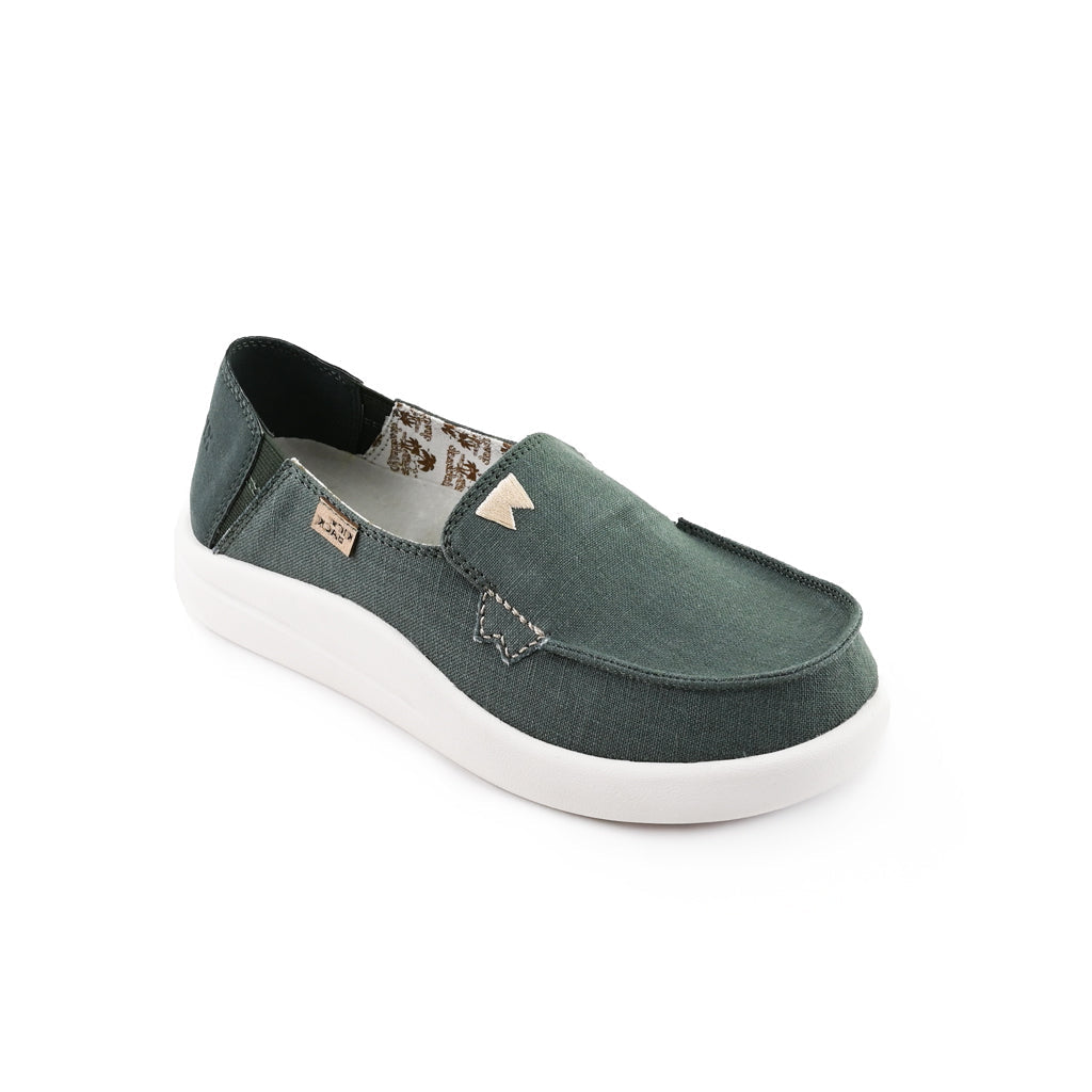 KickBack Rizzo Linen Women's Lightweight Slip On Shoe Dark Green