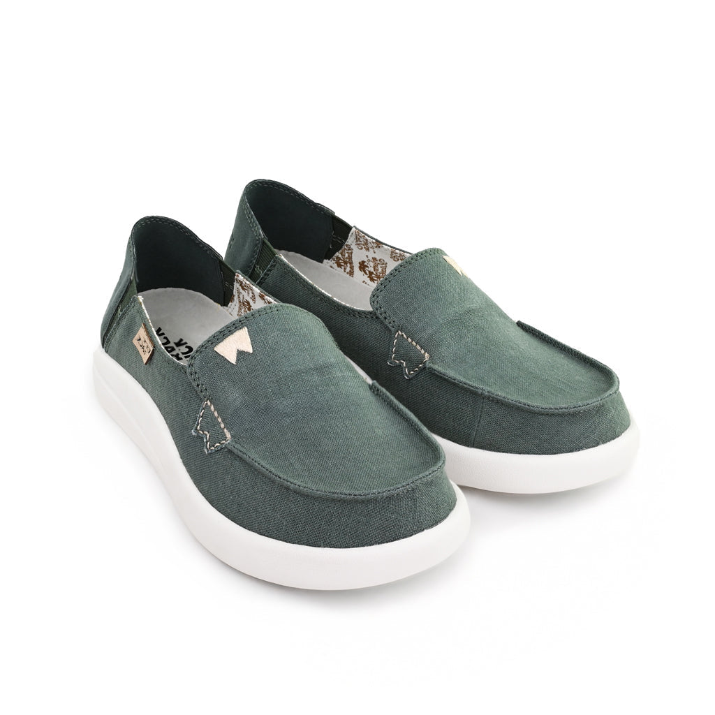 KickBack Rizzo Linen Women's Lightweight Slip On Shoe Dark Green