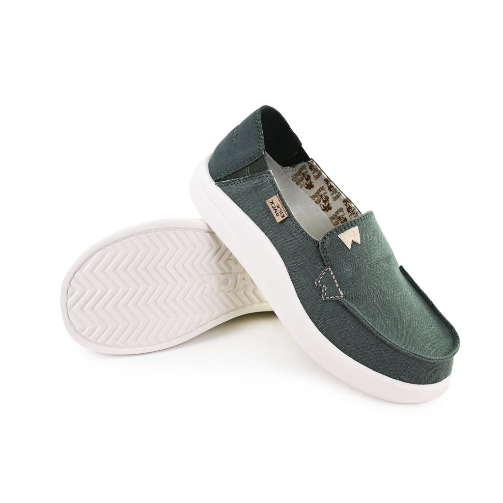 KickBack Rizzo Linen Women's Lightweight Slip On Shoe Dark Green