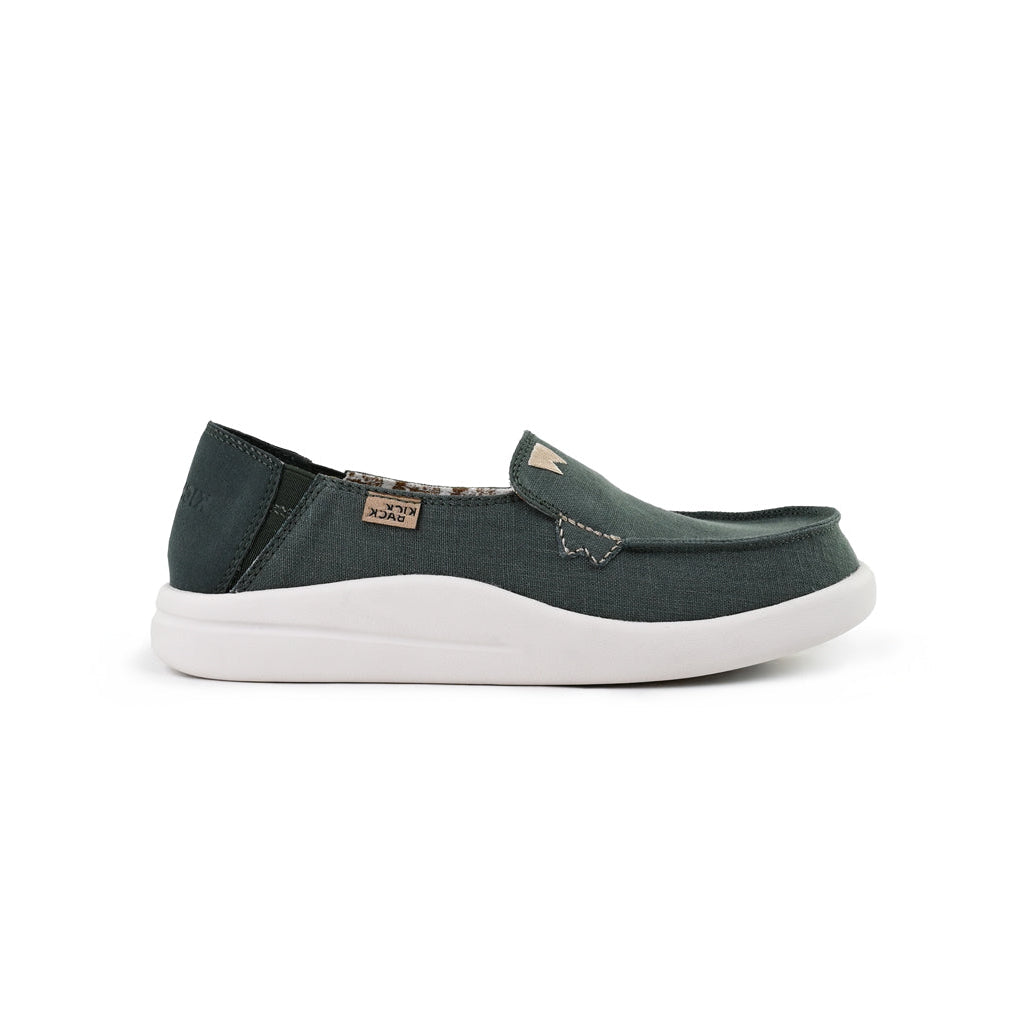 KickBack Rizzo Linen Women's Lightweight Slip On Shoe Dark Green