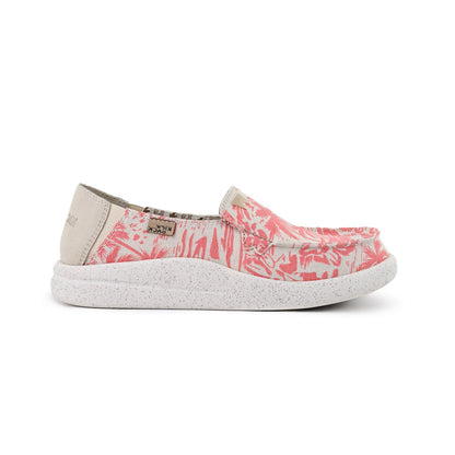 KickBack Rizzo Linen Women's Lightweight Slip On Shoe Pink Beach Print