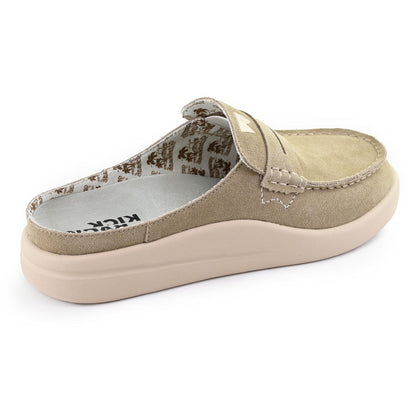 KickBack Frenchy Suede Women's Lightweight Slip On Mule Shoe Beige