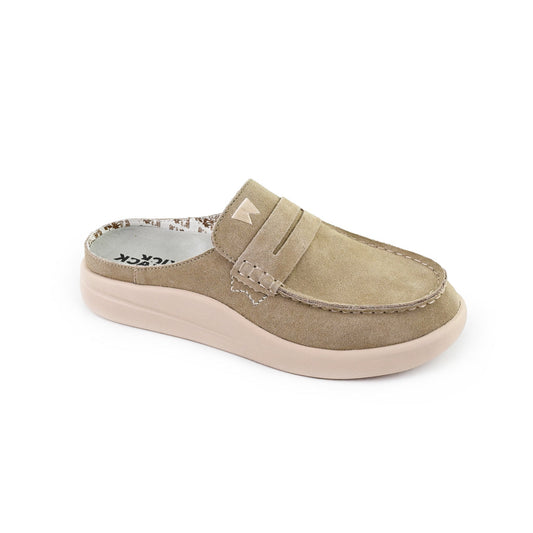 KickBack Frenchy Suede Women's Lightweight Slip On Mule Shoe Beige