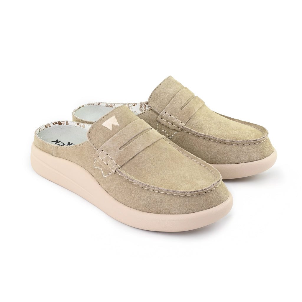 KickBack Frenchy Suede Women's Lightweight Slip On Mule Shoe Beige
