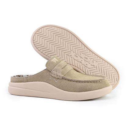 KickBack Frenchy Suede Women's Lightweight Slip On Mule Shoe Beige