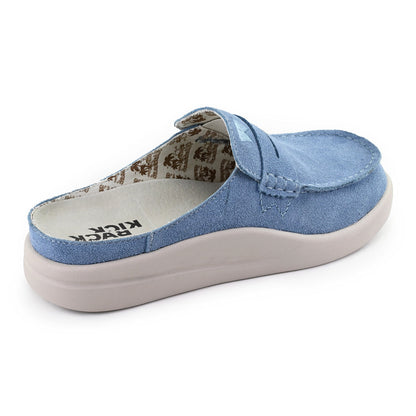 KickBack Frenchy Suede Women's Lightweight Slip On Mule Shoe Pale Blue