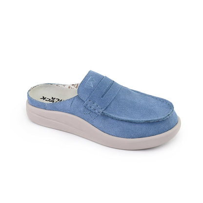 KickBack Frenchy Suede Women's Lightweight Slip On Mule Shoe Pale Blue