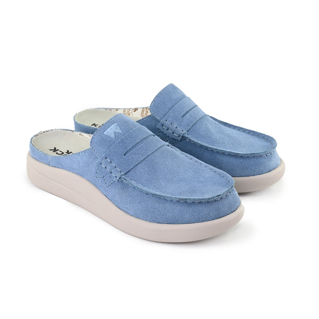 KickBack Frenchy Suede Women's Lightweight Slip On Mule Shoe Pale Blue