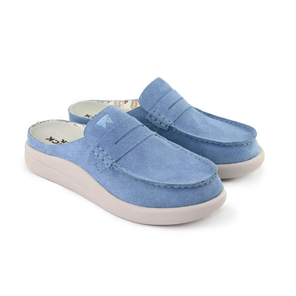 KickBack Frenchy Suede Women's Lightweight Slip On Mule Shoe Pale Blue