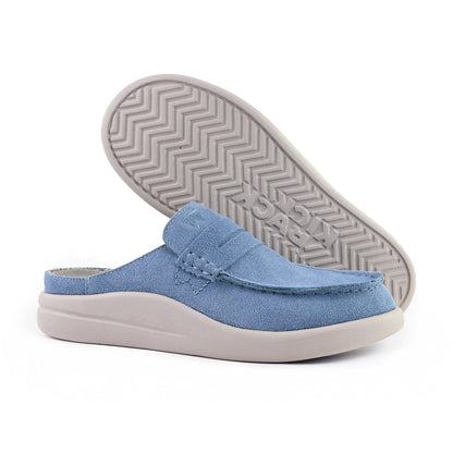 KickBack Frenchy Suede Women's Lightweight Slip On Mule Shoe Pale Blue