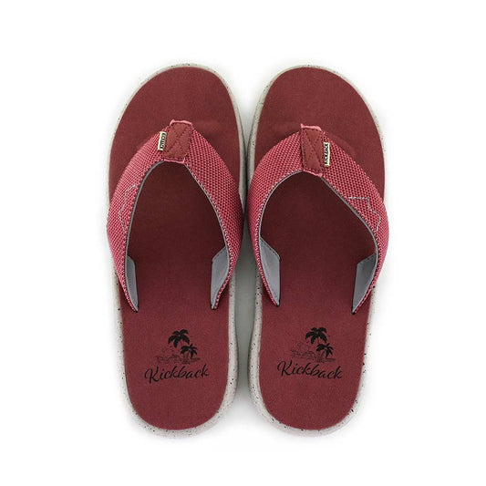 KickBack Koloa Mesh Men's Lightweight Foam Footbed Flip Flop Red/Taupe