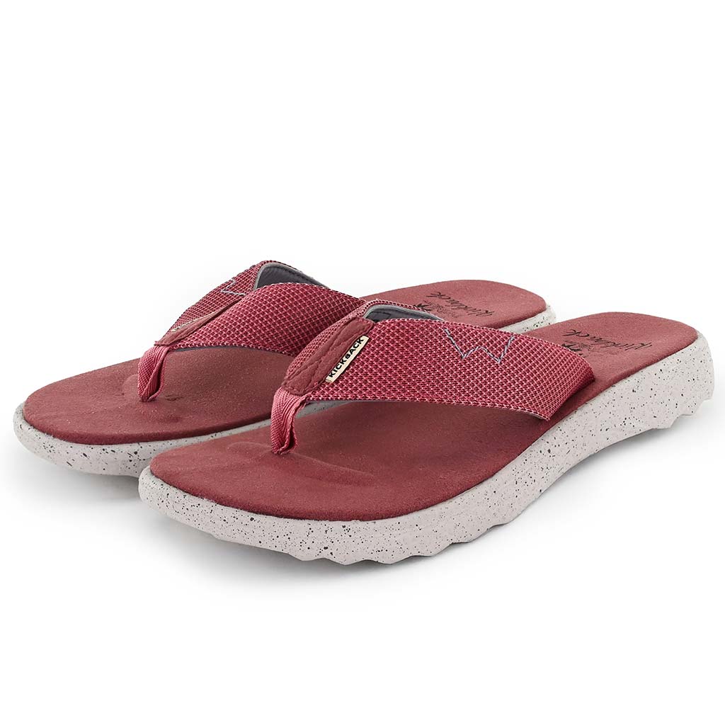 KickBack Koloa Mesh Men's Lightweight Foam Footbed Flip Flop Red/Taupe