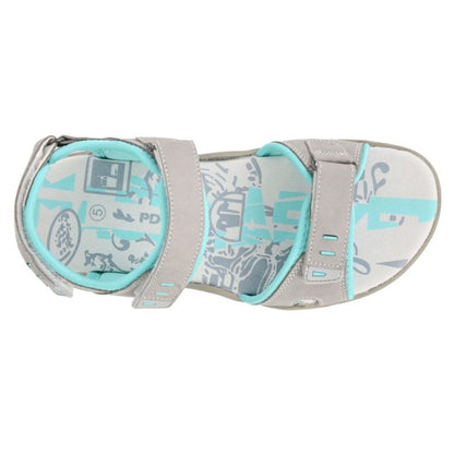 PDQ Ladies 3 Strap Touch Fastening Walking Sandal Grey Mint