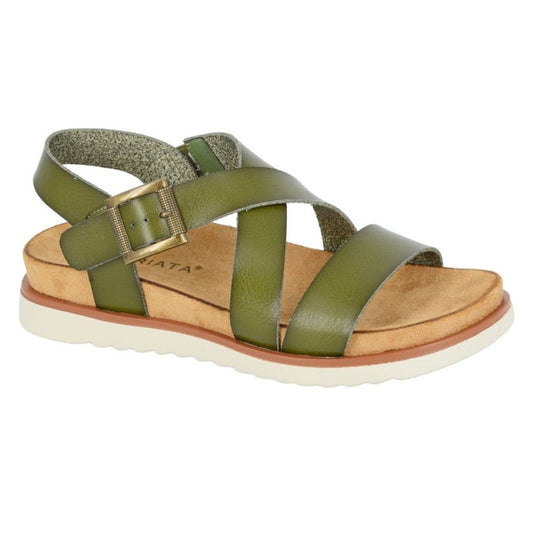 Cipriata Olvia Womens Low Wedge Halter Back Strappy Sandal Green