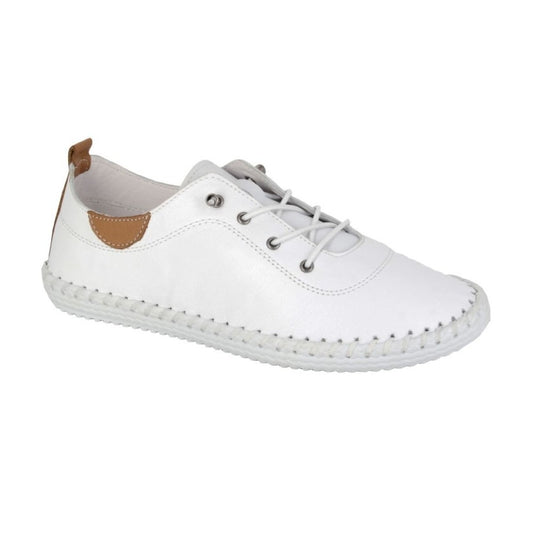 Mod Comfys Women's Softie Leather Plimsoll White