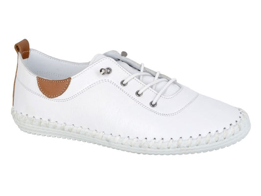 Mod Comfys Women's Softie Leather Plimsoll White