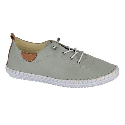 Mod Comfys Women's Softie Leather Plimsoll Mint Green