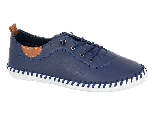Mod Comfys Women's Softie Leather Plimsoll Navy