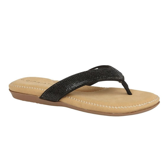 Cipriata Alcee Women's Diamante Sparkle Jewel Padded Toe Post Black