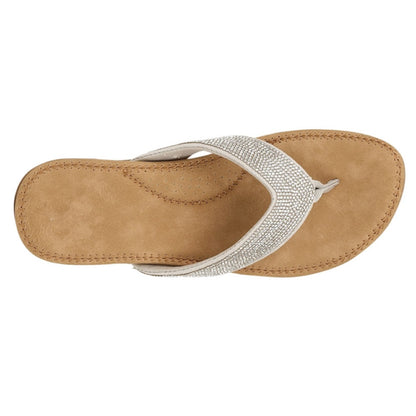 Cipriata Alcee Diamante Sparkle Jewel Padded Toe Post Silver