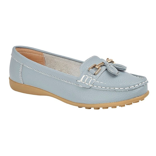 Boulevard Tassle Loafer Leather Slip On Moccasin Baby Blue