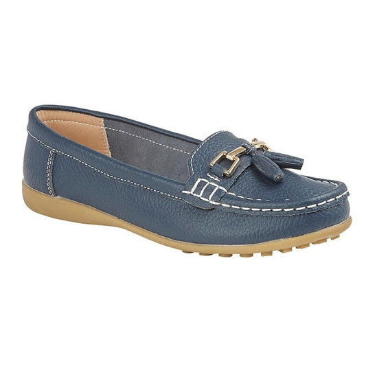 Boulevard Tassle Loafer Leather Slip On Moccasin Navy