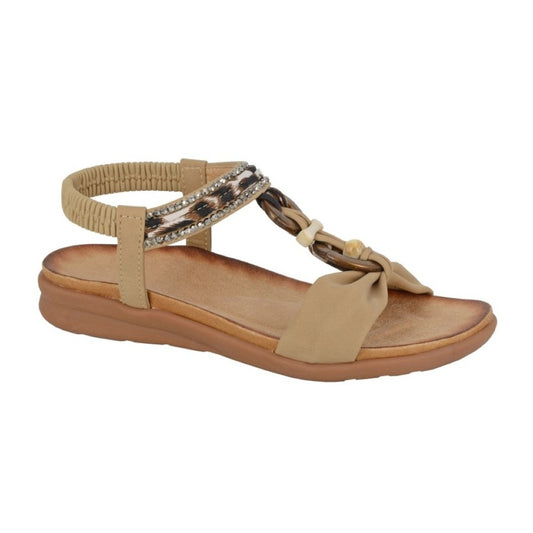 Cipriata Giovina Women's Bohemian Look Woven Strap Elasticated Slingback Sandal Beige
