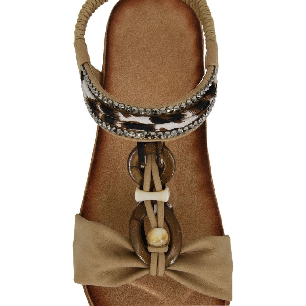 Cipriata Giovina Women's Bohemian Look Woven Strap Elasticated Slingback Sandal Beige