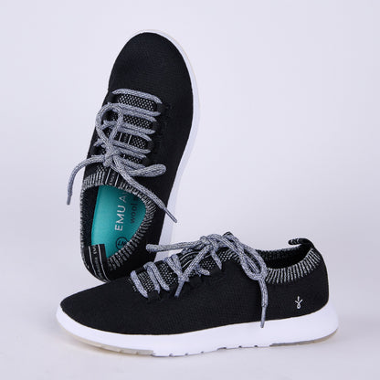 Emu Heidelberg Women's Machine Washable Wool Blend Lace Up Lightweight Sneaker Black