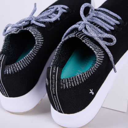 Emu Heidelberg Women's Machine Washable Wool Blend Lace Up Lightweight Sneaker Black