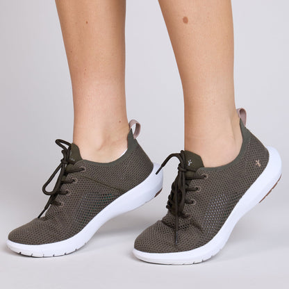 Emu Springbrook Women's Machine Washable Wool Blend Mesh Lightweight Lace Up Sneaker Dark Olive